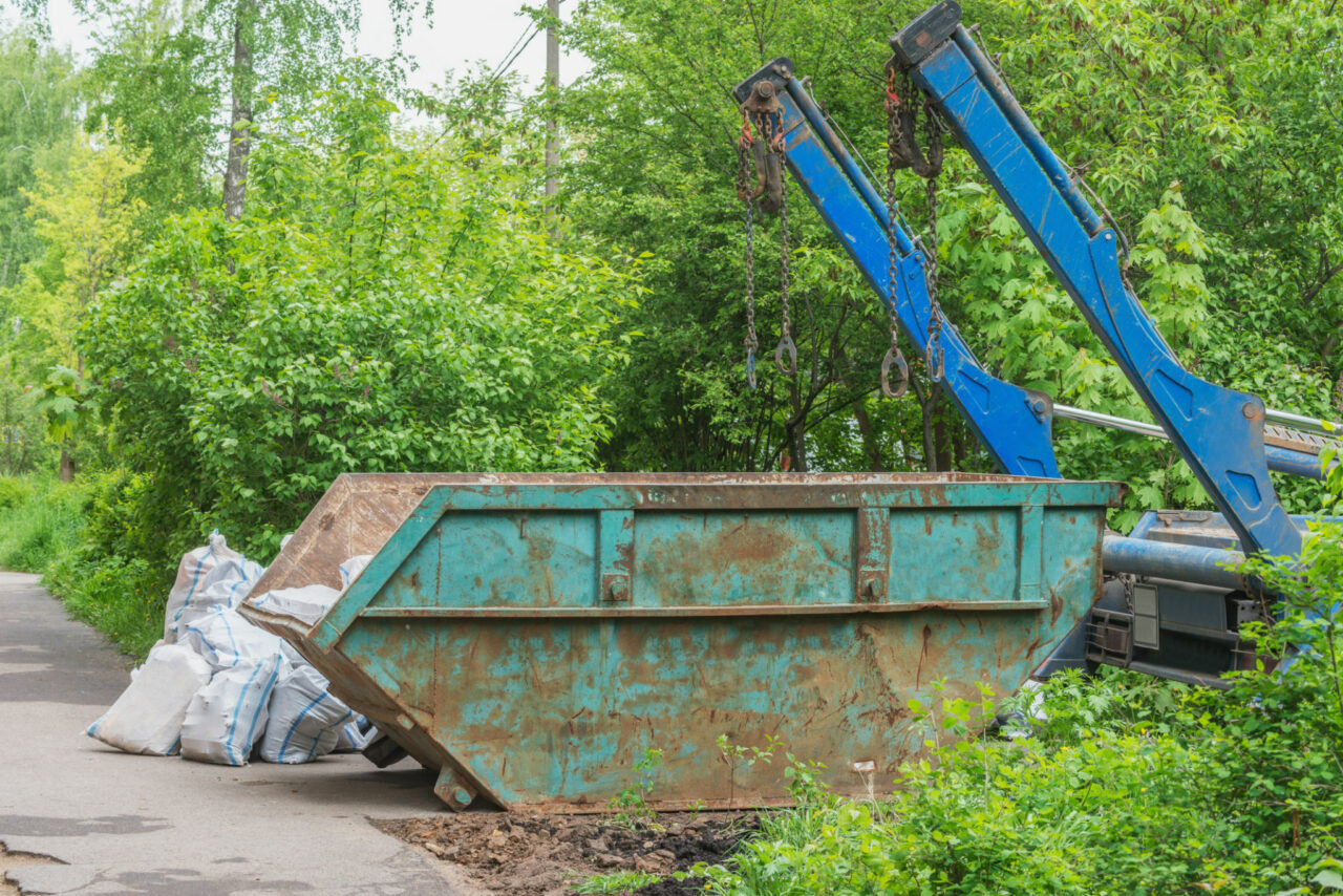 Construction waste in the bags before loading.